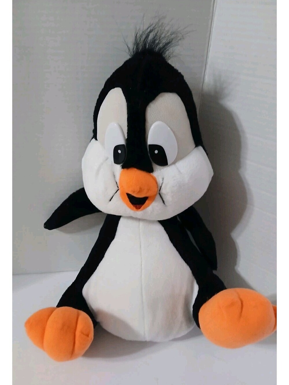 Vtg Six Flags Penguin Plush Stuffed Animal About 14" Amusement Park Souvenir